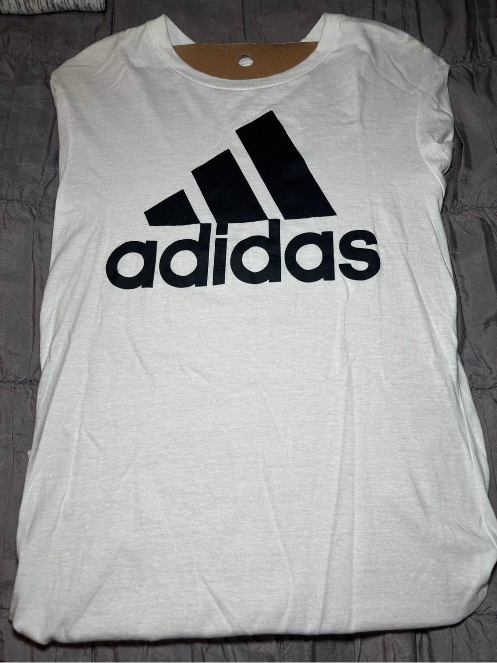 adidas White Tee with Black Logo Graphic